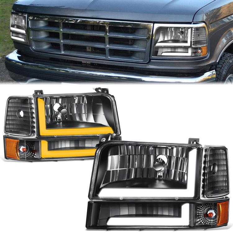 FAROS 92-96 BRONCO F150 F250 F350//WHITE HOOD, YELLOW, BLACK, WATER FLASH GUIDE,6P