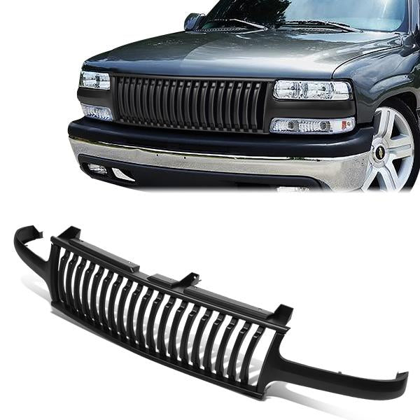 PARRILLA GRILLE - 99-02 SILVERADO 1500 / 00-06 CHEVY TAHOE / 00-06 CHEVY SUBURBAN 1500 2500 - BADGELESS VERTICAL FENCE - MATTE BLACK