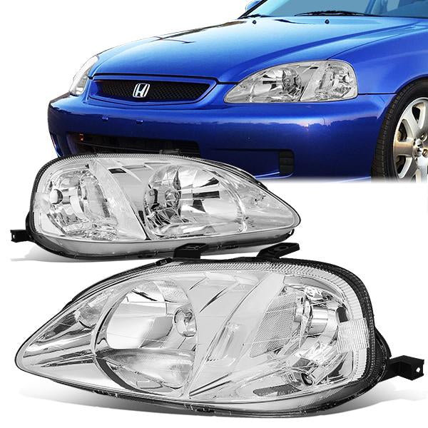 FAROS 99-00 HONDA CIVIC 2/3/4-DOOR - H4 LOW BEAM / HIGH BEAM - CHROME HOUSING / CLEAR CORNER