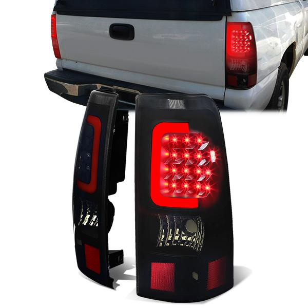 FAROS TRASEROS 03-06 CHEVY SILVERADO 1500 , 2500 , 3500 , HD MODELS , GMC SIERRA 1500 , 2500 , 3500 , HD MODELS / 2007 CHEVY SILVERADO , GMC SIERRA CLASSIC MODELS - RED C-BAR - 3D - U-HALO LED - FITS FLEETSIDE MODELS ONLY , DOES NOT FIT DUALLY MODELS -