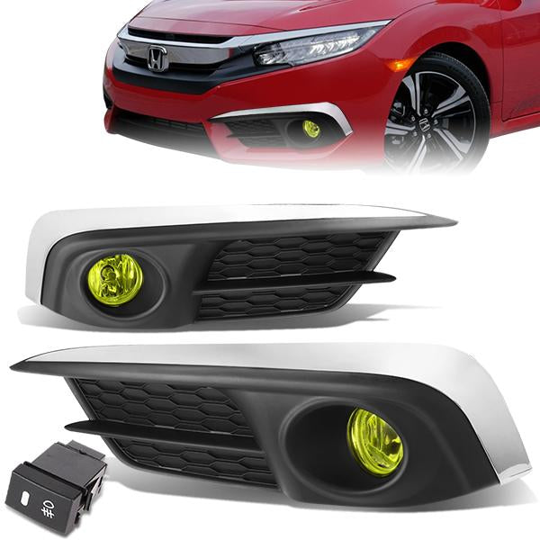 FAROS DE NIEBLA 2016 HONDA CIVIC - WITH SWITCH, BEZEL - H8 BULB - AMBER