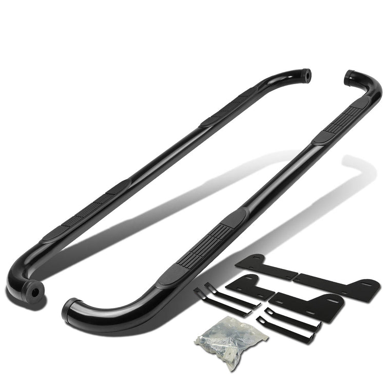 ESTRIBOS 3" - ROUND - 90 DEG - 02-08 DODGE RAM 1500 / 03-08 DODGE RAM 2500, 3500 - QUAD CAB - BLACK