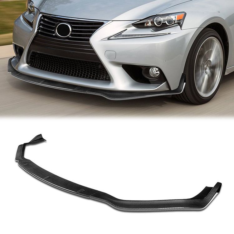 LIP FRONTAL 14-16 LEXUS - FITS 1S350, IS250 F-SPORT ONLY - REQUIRES DRILLING BUMPER FOR INSTALLATION - 3PC - CARBON FIBER LOOK
