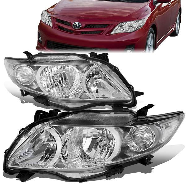 FAROS 09-10 TOYOTA COROLLA - 9006 LOW BEAM / 9005 HIGH BEAM / 3457A TURN SIGNAL - CHROME HOUSING / CLEAR CORNER