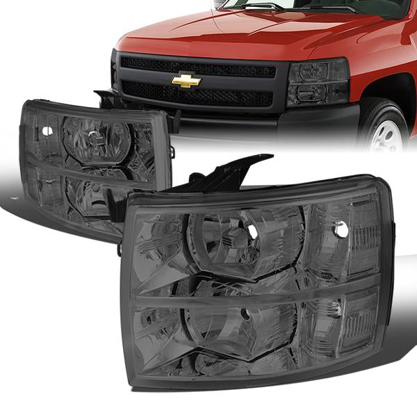 FAROS 07-13 CHEVY SILVERADO 1500 / 07-14 CHEVY SILVERADO 2500 3500 & HD MODELS - SMOKE HOUSING / CLEAR CORNER - H11 LOW BEAM / 9005 HIGH BEAM