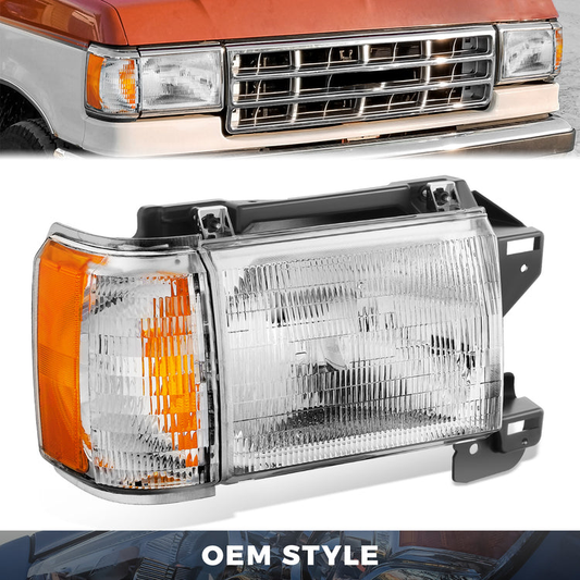 FAROS 87-91 FORD BRONCO, F-150, F-250, F-350 - 9004 HIGH / LOW BEAM / 1157A TURN SIGNAL - CHROME HOUSING