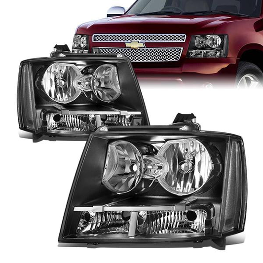 FAROS 07-14 CHEVY TAHOE / 07-13 CHEVY AVALANCHE / 07-14 CHEVY SUBURBAN 1500 / 07-13 CHEVY SUBURBAN 2500 - BLACK HOUSING / CLEAR CORNER - H11 LOW BEAM / 9005 HIGH BEAM