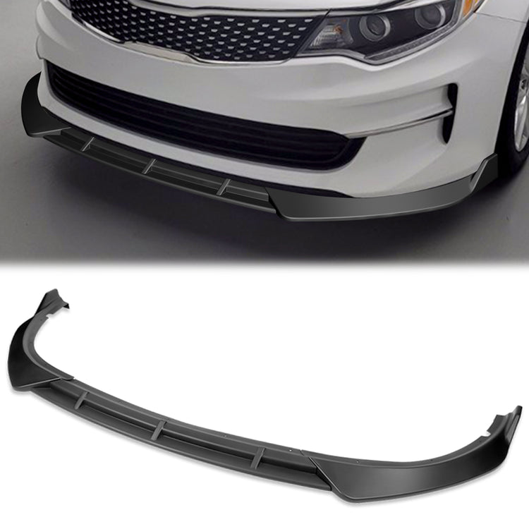 LIP FRONTAL 16-18 KIA OPTIMA - FITS LX, EX, LX-TURBO ONLY - REQUIRES DRILLING BUMPER FOR INSTALLATION - 3PC - MATTE BLACK