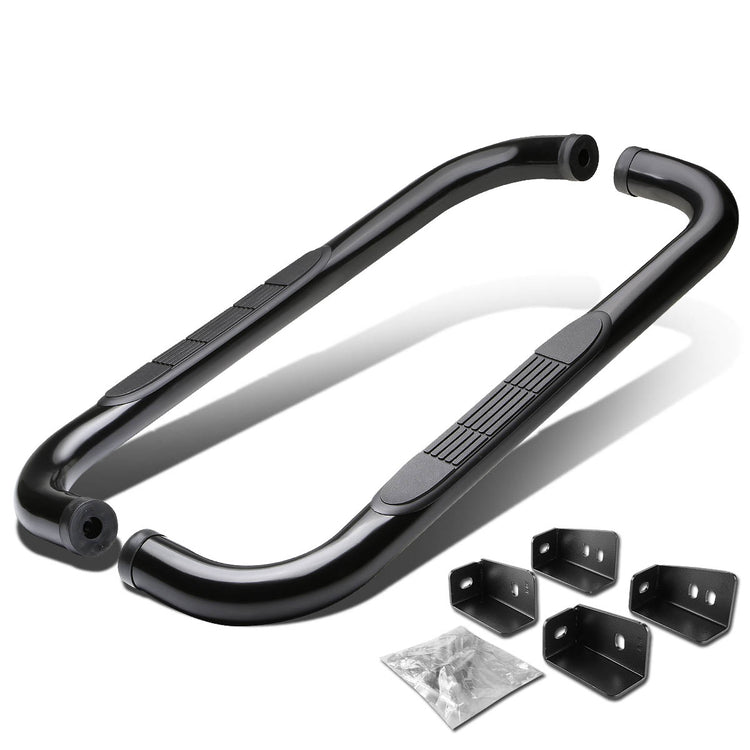 ESTRIBOS 3" - ROUND - 90 DEG - 99-16 CHEVY SILVERADO, GMC SIERRA - STANDARD CAB - BLACK