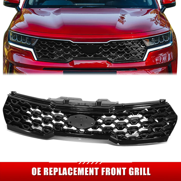 PARRILLA GRILLE - KA SORETO 21-ON/ GRILLE ASS'Y/ PAINTED BLACK/ W/BLACK MOULDING/ W/O CAMERA H. (S/EX/SX)//PARTS.NO,KI1200221//OEM NO,86350R5300