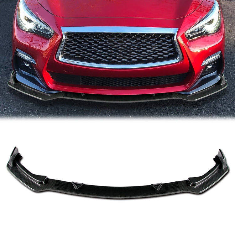 LIP FRONTAL 14-17 INFINITI Q50 - FITS NON SPORT MODELS ONLY - REQUIRES DRILLING BUMPER FOR INSTALLATION - 3PC - CARBON FIBER LOOK
