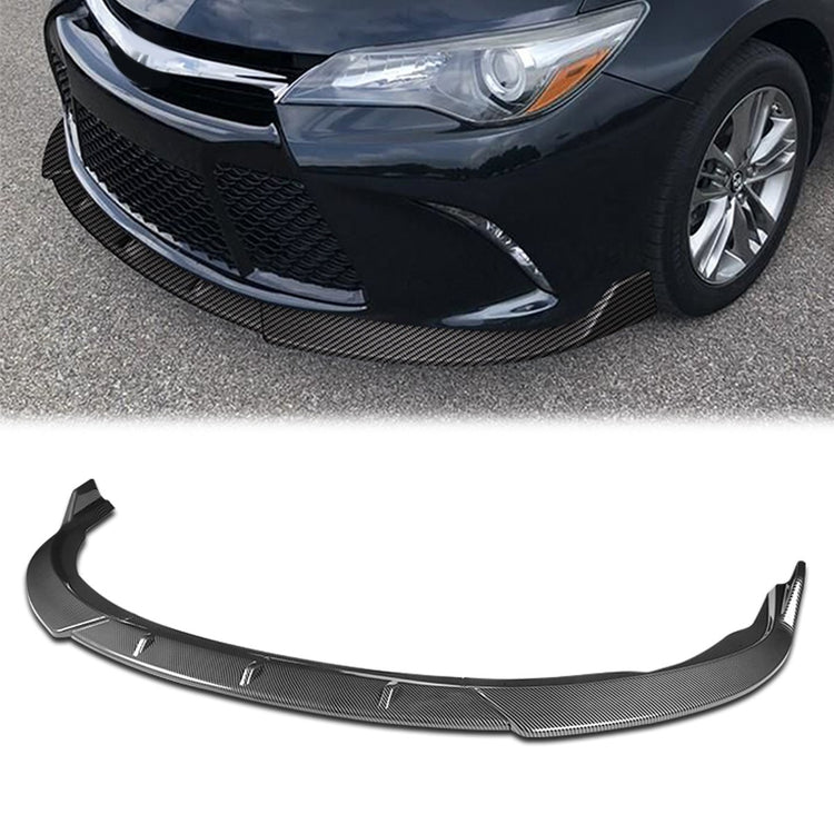 LIP FRONTAL 15-17 TOYOTA CAMRY - REQUIRES DRILLING BUMPER FOR INSTALLATION - 3PC - CARBON FIBER LOOK