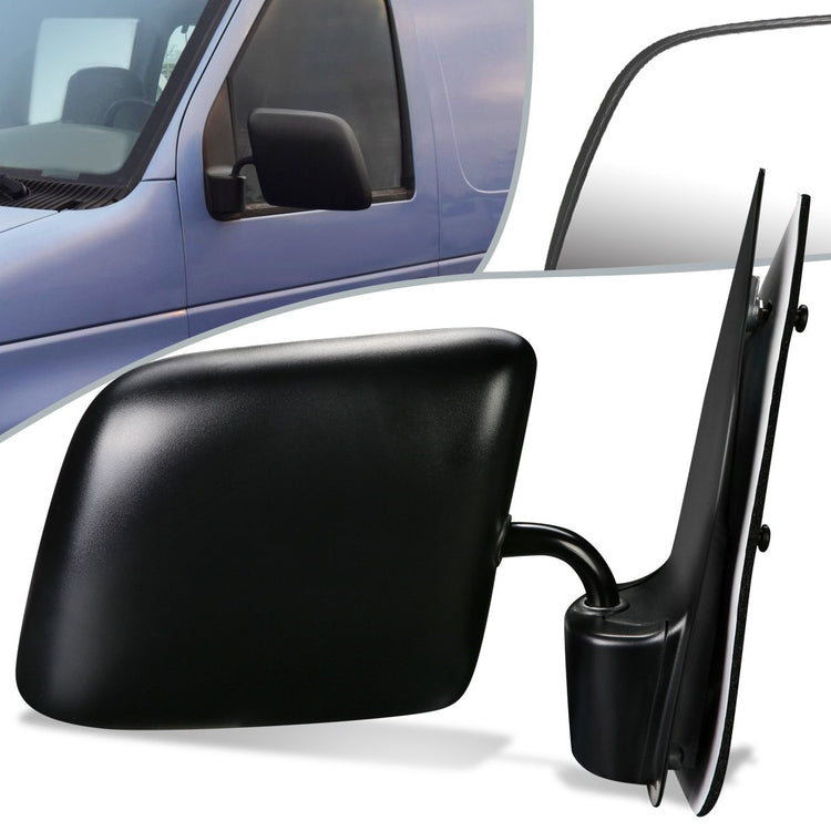 RETROVISOR MIRROR - OEM - 92-06 FORD E-150, E-250, E-350, E-450, E-550 / 99-06 FORD ECONOLINE / 96-99 FORD ECONOLINE SUPER DUTY - FLAT GLASS - MANUAL - TEXTURED - BLACK - RIGHT