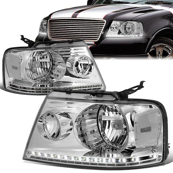FAROS 04-08 FORD F-150 / 06-08 LINCOLN MARK LT - LED DRL - CHROME HOUSING / CLEAR CORNER