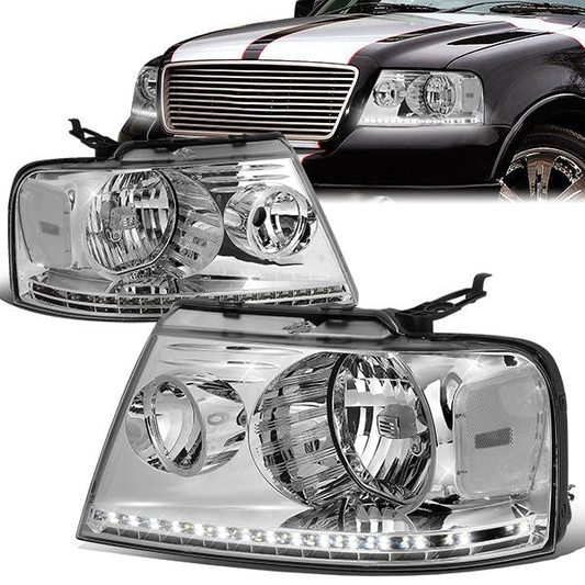 FAROS 04-08 FORD F-150 / 06-08 LINCOLN MARK LT - LED DRL - CHROME HOUSING / CLEAR CORNER
