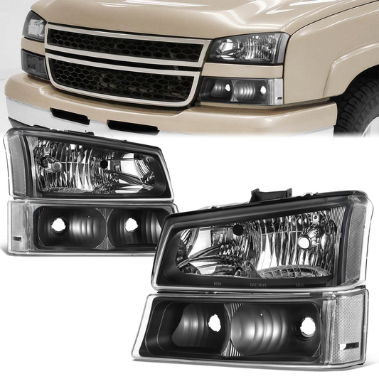 FAROS 03-2006 CHEVY SILVERADO/AVALANCHE//WHITE COVER, WHITE REVERSE, BLACK FRAME, 4P NEAR AND FAR LIGHT WITH BLUE LIGHT BULB