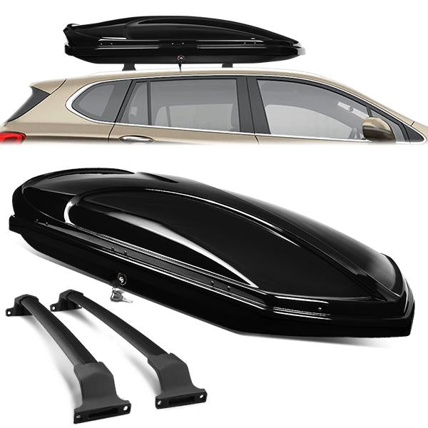 PORTAEQUIPAJE ROOF RACK CROSS BARS + CARGO ROOF BOX - 16-19 BUICK ENVISION - ONLY FITS WITH OEM ROOF RAILS - BLACK