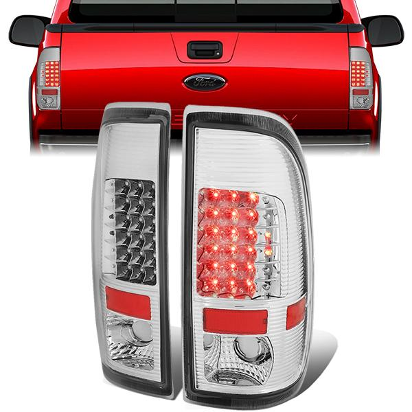 FAROS TRASEROS 08-16 FORD F-250, F-350, F-450, F-550 - SUPER DUTY / 09-16 FORD F-350, F-450 / 15-16 FORD F-550 - LED - CHROME / CLEAR