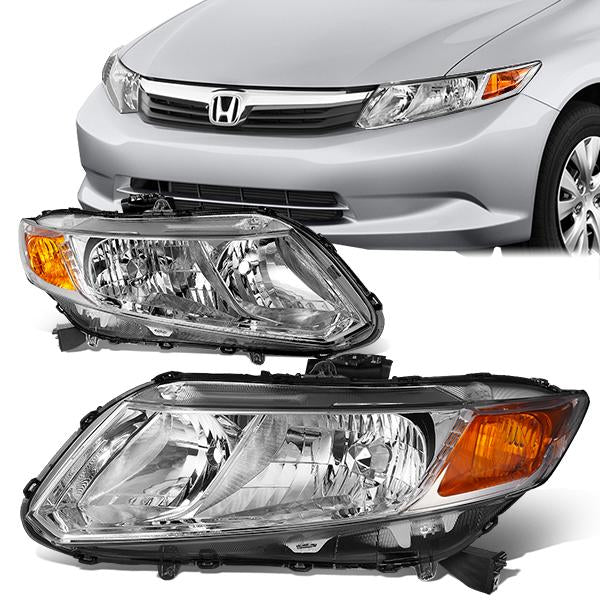 FAROS 12-15 HONDA CIVIC - 9006 LOW BEAM / 9005 HIGH BEAM - CHROME HOUSING / AMBER CORNER
