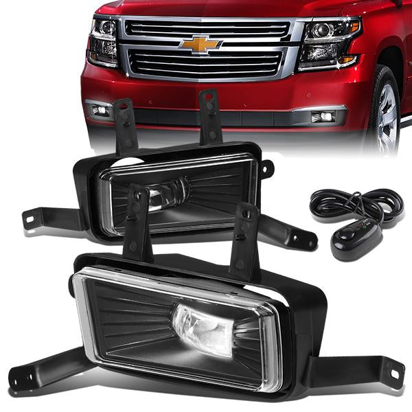 FAROS DE NIEBLA 15-20 CHEVY TAHOE, SUBURBAN, GMC YUKON, YUKON XL / 16-19 CHEVY SUBURBAN 3500HD - HIGH POWERED LED - WITH SWITCH - CHROME / CLEAR