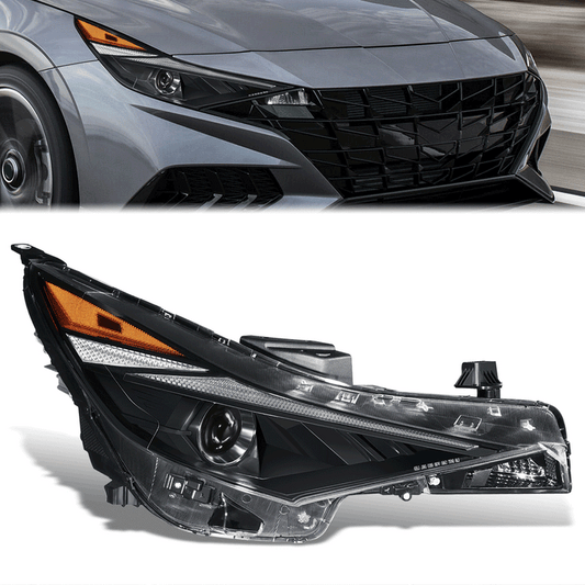 FAROS OE STYLE - 21-22 HYUNDAI ELANTRA - USES 9005 HIGH / LOW BEAM BULBS / 2357 TURN SIGNAL W/ DRL - FITS MODELS W/ FACTORY HALOGEN HEADLIGHTS ONLY - RIGHT - OE STYLE - BLACK