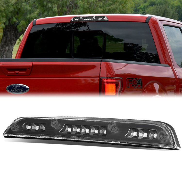 LUZ DE FRENO 15-20 FORD F-150, EXCLUDES RAPTOR MODELS /17-20 F-250, F-350, F-450, F-550 SUPER DUTY MODELS - ONLY FITS MODELS WITH FACORY LED THIRD BRAKE LIGHT - LED - BLACK