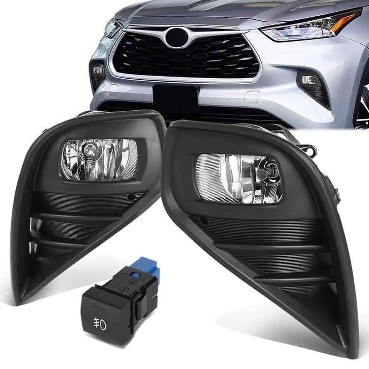 FAROS DE NIEBLA 20-22 TOYOTA HIGHLANDER - H16 BULB - WITH SWTICH, WIRING - CHROME / CLEAR
