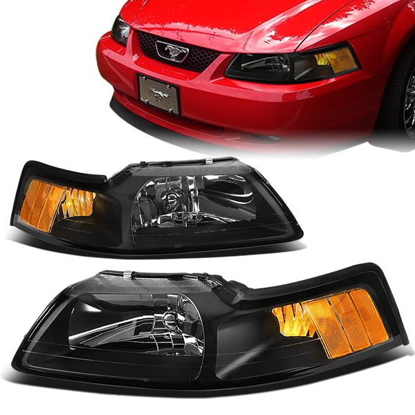 FAROS 99-04 FORD MUSTANG 2-DOOR - H13 LOW BEAM / HIGH BEAM - BLACK HOUSING / AMBER CORNER
