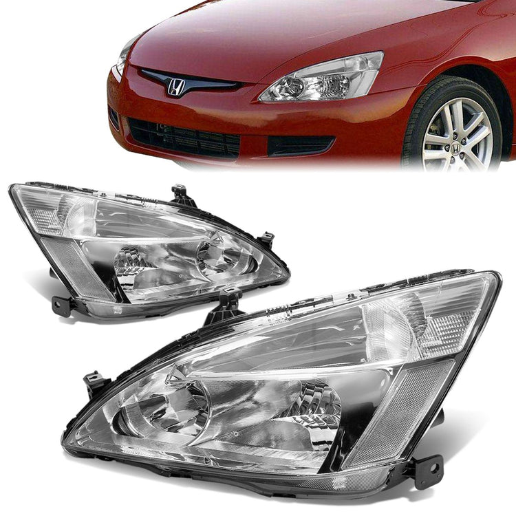 FAROS 03-07 HONDA ACCORD 2/4-DOOR - 9006 LOW BEAM / 9005 HIGH BEAM - CHROME HOUSING / CLEAR CORNER