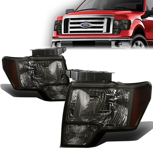 FAROS 09-14 FORD F-150 2/4-DR - FITS HALOGEN MODELS ONLY - DOES NOT FIT XENON OR HID MODEL - H13 LOW BEAM / HIGH BEAM / 3157A TURN SIGNAL - SMOKE HOUSING / AMBER CORNER