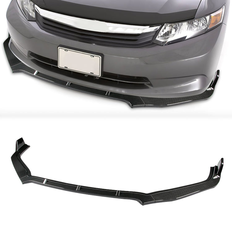 LIP FRONTAL 12 HONDA CIVIC 4DR - REQUIRES DRILLING BUMPER FOR INSTALLATION - 3PC - CARBON FIBER LOOK