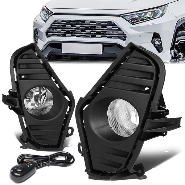 FAROS DE NIEBLA 19-20 TOYOTA RAV4, LE, XLE, LIMITED, SXE, SE MODELS - DOES NOT FIT ADVENTURE, TRD, TRAIL MODELS - WITH SWITCH, BLACK BEZEL - CHROME / CLEAR