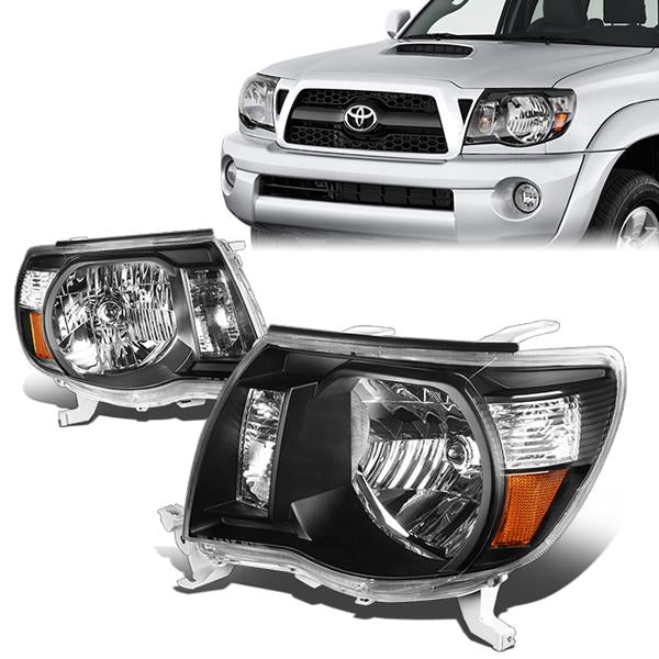 FAROS 05-11 TOYOTA TACOMA - OE STYLE - H4 HIGH / LOW BEAM / 4157NA TURN SIGNAL - BLACK HOUSING / AMBER CORNER