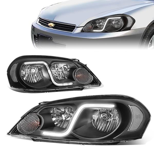 FAROS 06-13 CHEVY IMPALA / 06-07 MONTE CARLO / 14-16 CHEVY IMPALA LIMITED 2/4-DOOR - LED DRL - BLACK HOUSING / CLEAR CORNER - H11 LOW BEAM / H9 HIGH BEAM