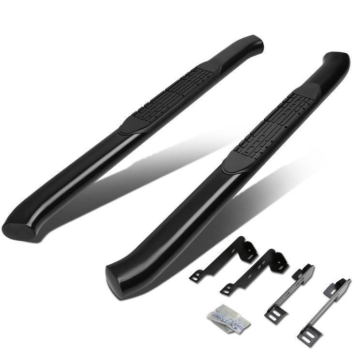 ESTRIBOS 4" - OVAL - 45 DEG - 99-16 CHEVY SILVERADO 1500, 2500, 3500 - REGULAR CAB - BLACK