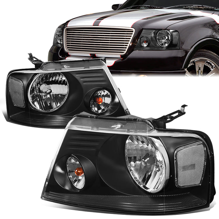 FAROS 04-08 FORD F-150 / 06-08 LINCOLN MARK LT 2/4-DR - 9007 LOW BEAM / HIGH BEAM / 3157A TURN SIGNAL - BLACK HOUSING / CLEAR CORNER