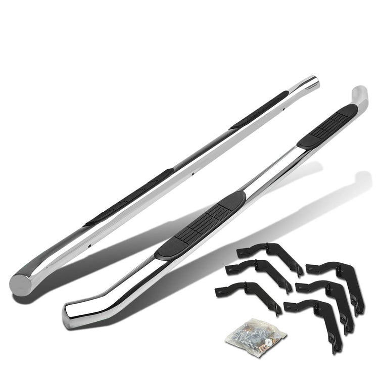 ESTRIBOS 3" - ROUND - 45 DEG - 07-16 CHEVY SILVERADO / GMC SIERRA HD - EXTENDED CAB - SILVER