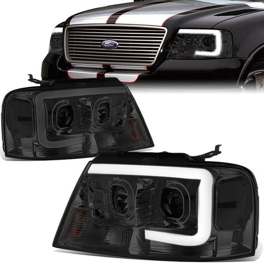 FAROS 04-08 FORD F-150 / 06-08 LINCOLN MARK LT - 3D LED - C-BAR - SMOKE HOUSING / CLEAR CORNER - H11 LOW BEAM / H11 HIGH BEAM