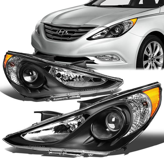 FAROS 11-14 HYUNDAI SONATA 4-DOOR - PROJECTOR - H7 LOW BEAM / HIGH BEAM - BLACK HOUSING / AMBER CORNER