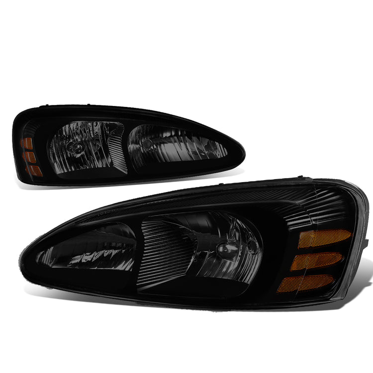 FAROS 04-08 PONTIAC GRAND PRIX - 9005 HIGH/9006 LOW BEAM BULBS - BLACK HOUSING / SMOKE LENS / AMBER CORNER
