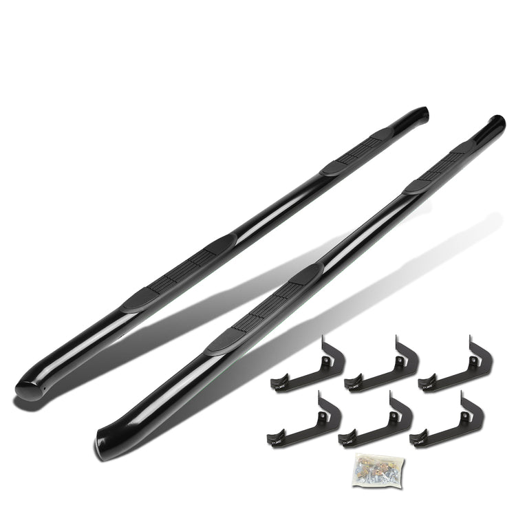 ESTRIBOS 3" - ROUND - 45 DEG - 07-16 CHEVY SILVERADO / GMC SIERRA HD - CREW CAB - BLACK