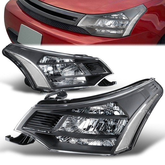 FAROS 08-11 FORD FOCUS - OE STYLE - H13 HIGH/LOW BEAM / 168 SIDE MARKER - FITS SEDAN / COUPE MODELS - BLACK HOUSING / CLEAR CORNER