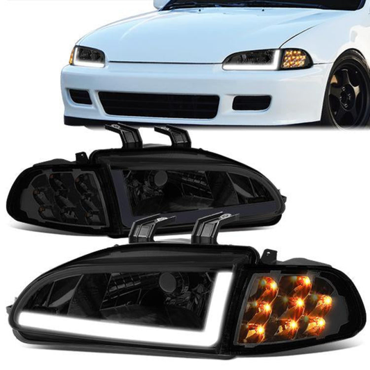 FAROS 92-95 HONDA CIVIC 2/3DR - DRL REQUIRES WIRING INTO EXISTING LIGHTING HARNESS - LED DRL - SMOKE HOUSING / CLEAR CORNER - H4 HEADLIGHT / LED SIGNAL