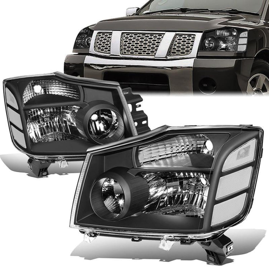 FAROS 04-15 NISSAN TITAN / 04-07 NISSAN ARMADA - 9005 HIGH BEAM / 9006 LOW BEAM / 3157A SIGNAL / 194 SIDE MARKER - BLACK HOUSING / CLEAR CORNER