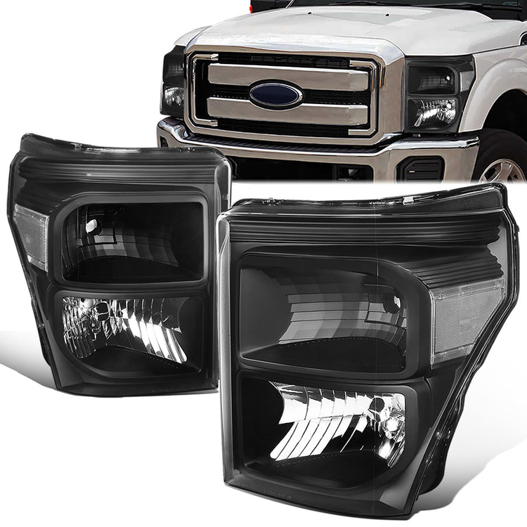 FAROS 11-16 FORD F-250, F-350, F-450, F-550 - SUPER DUTY 2/4-DOOR - H13 LOW BEAM / HIGH BEAM - BLACK HOUSING / CLEAR CORNER