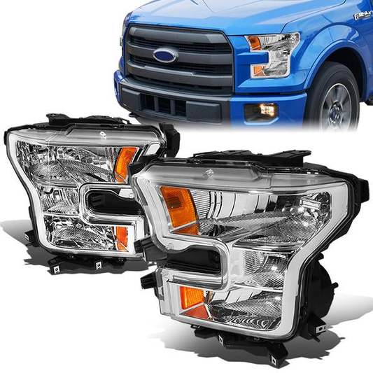 FAROS 15-17 FORD F-150 2/4-DOOR - ONLY FITS MODELS W/ COMPOSITE HEADLIGHTS - H11 LOW BEAM / 9005 HIGH BEAM / 7444NA TURN SIGNAL - CHROME HOUSING / AMBER CORNER