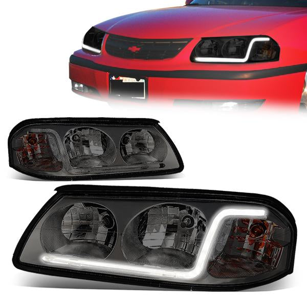 FAROS 00-05 CHEVY IMPALA 4-DOOR - LED DRL - SMOKE HOUSING / CLEAR CORNER - 9006 LOW BEAM / 9005 HIGH BEAM