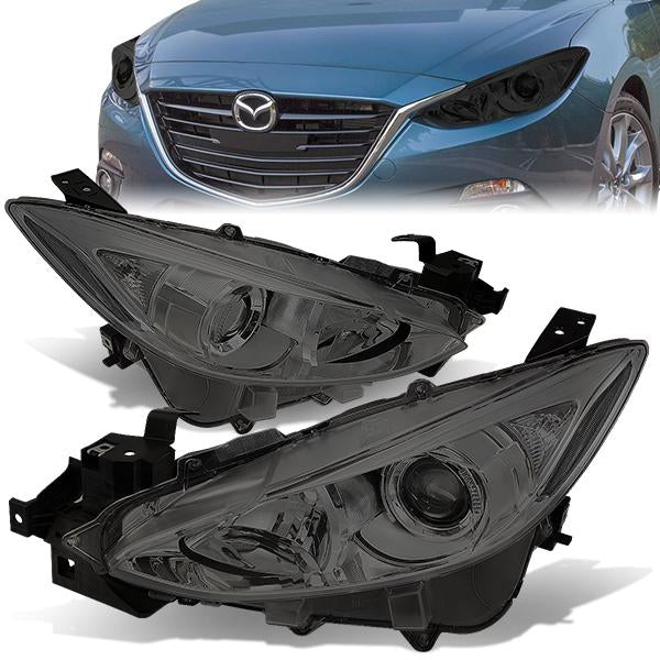 FAROS 14-16 MAZDA 3 4-DOOR - PROJECTOR - H11 LOW BEAM / 9005 HIGH BEAM - SMOKE HOUSING / CLEAR CORNER