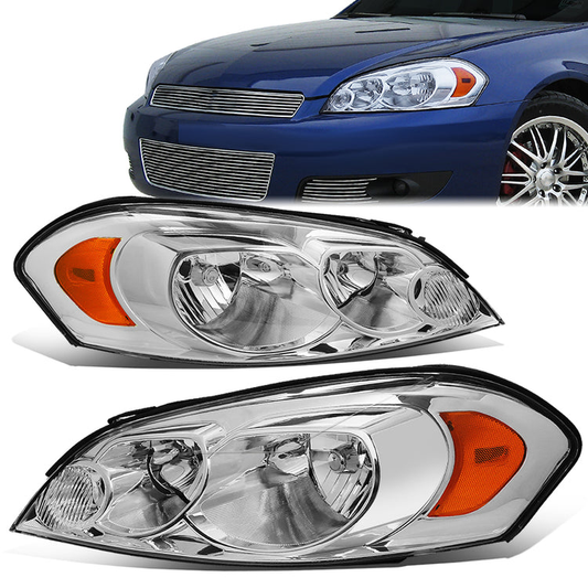 FAROS 06-13 CHEVY IMPALA / 14-16 CHEVY IMPALA LIMITED / 06-07 CHEVY MONTE CARLO 2/4-DOOR - CHROME HOUSING / AMBER CORNER - H11 LOW BEAM / H9 HIGH BEAM