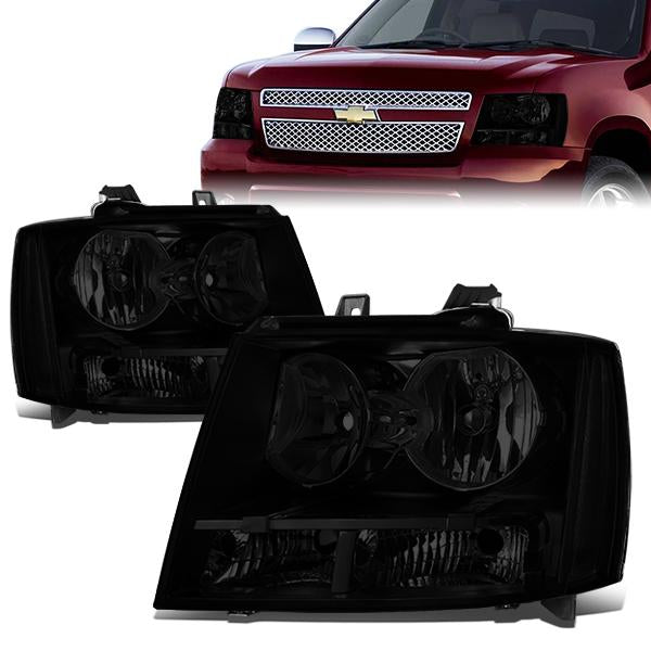 FAROS 07-14 CHEVY TAHOE / 07-13 CHEVY AVALANCHE / 07-14 CHEVY SUBURBAN 1500 / 07-13 CHEVY SUBURBAN 2500 - BLACK HOUSING / SMOKE LENS / CLEAR CORNER - H11 LOW BEAM / 9005 HIGH BEAM